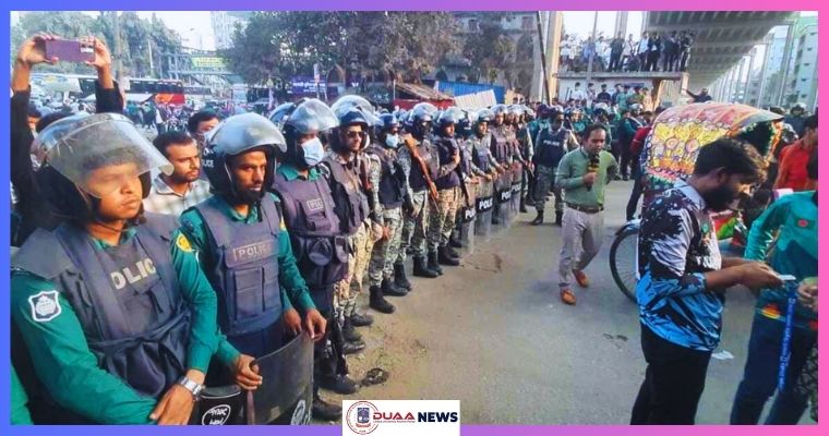 তিতুমীর শিক্ষার্থীদের ঘিরে রেখেছে পুলিশ-ডিবি-বিজিবি